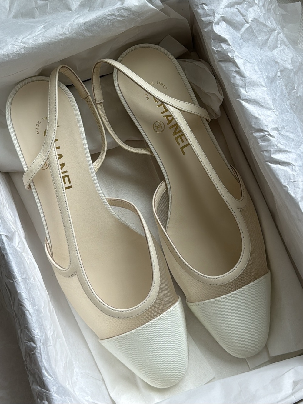 CHANEL mesh Slingback Flats